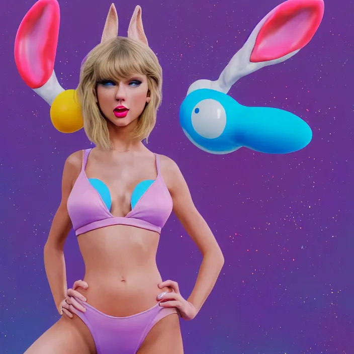 Prompt: portrait of Taylor Swift as Lola Bunny in Space Jam 1996. HD, 4K. bunny ears. intricate abstract. intricate artwork. by Tooth Wu, wlop, beeple, dan mumford. octane render, trending on artstation, greg rutkowski very coherent symmetrical artwork. cinematic, hyper realism, high detail, octane render, 8k, iridescent accents