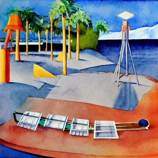 Image similar to filmic excited glowing island square ginger cat xylophone neutron steel, by jeff easley and edward hopper and robert rauschenberg, watercolor, 4 k, low poly