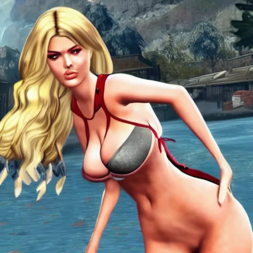 Prompt: Kate Upton as a character in Dead or Alive video game