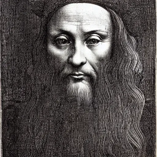 Prompt: Leonardo da Vinci self portrait