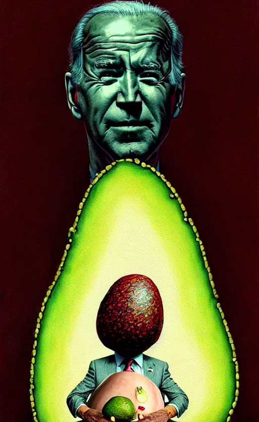 Image similar to joe biden as a avocado painting by chiara bautista, beksinski and norman rockwell and greg rutkowski weta studio, and lucasfilm