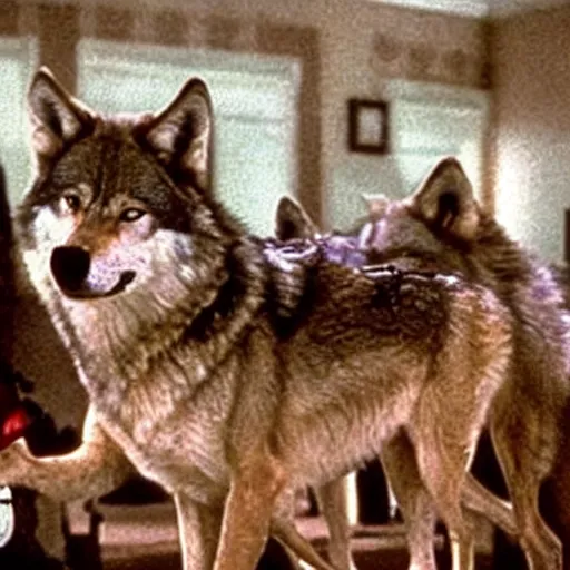 Image similar to pack of hungry wolves in home alone movie