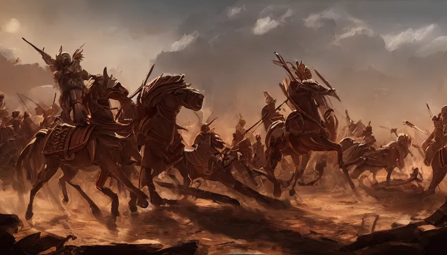 Prompt: concept art of trojan war by jama jurabaev, trending on artstation, high quality, brush stroke, soft lighting