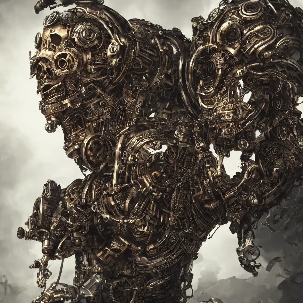 Image similar to steampunk cyborg skull, unreal engine, arstation trending, highly detailed, 8 k