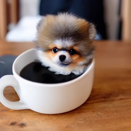 Pomeranian in a outlet cup