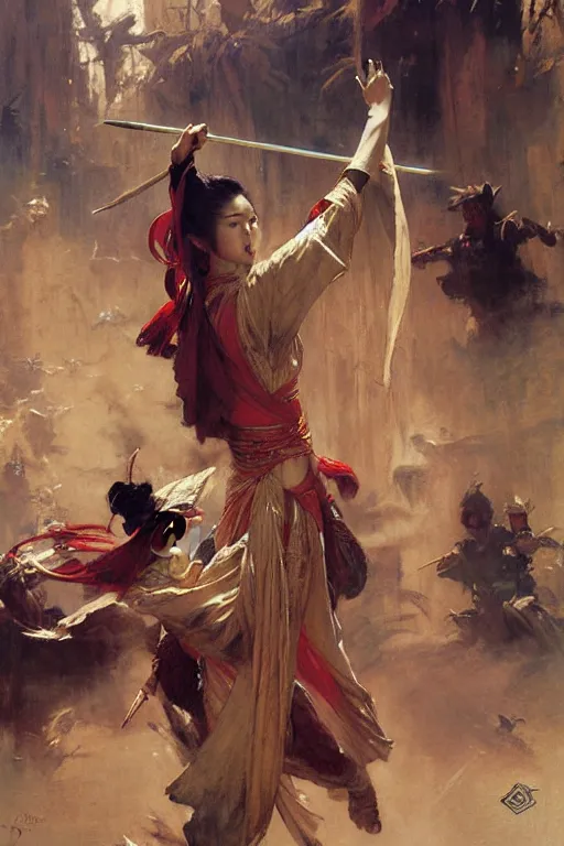 Image similar to wuxia, painting by gaston bussiere, craig mullins, j. c. leyendecker