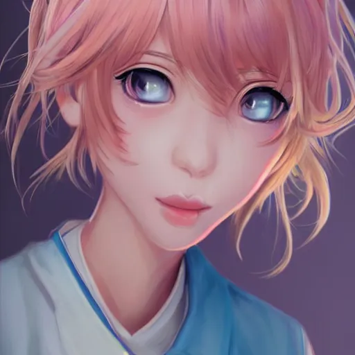 Prompt: portrait of Sayori from Doki Doki Literature Club, detailed facial features, optimistic colors, bright eyes, clear eyes, warm smile, delicate, by artgerm and WLOP