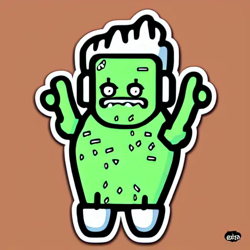 Image similar to a pickle-rick, svg sticker, vector art, wearing headphones, jamming to music