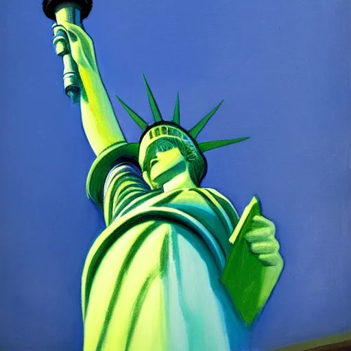 Image similar to the Statue of Liberty painted by Edward Hopper, 4k,