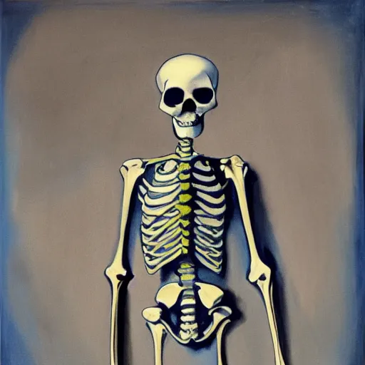Image similar to skeleton with blue glowing eye, painting