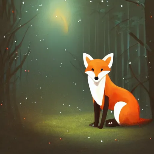 Image similar to portrait of a medieval anthropomorphic fox in a forest at night with fireflies, trending on artstation, furry art, by kawacy, night lighting, digital art, dreamy, bokeh