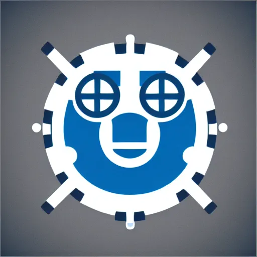 Image similar to a vectorized, 3 d, blue - grey gear, robot icon