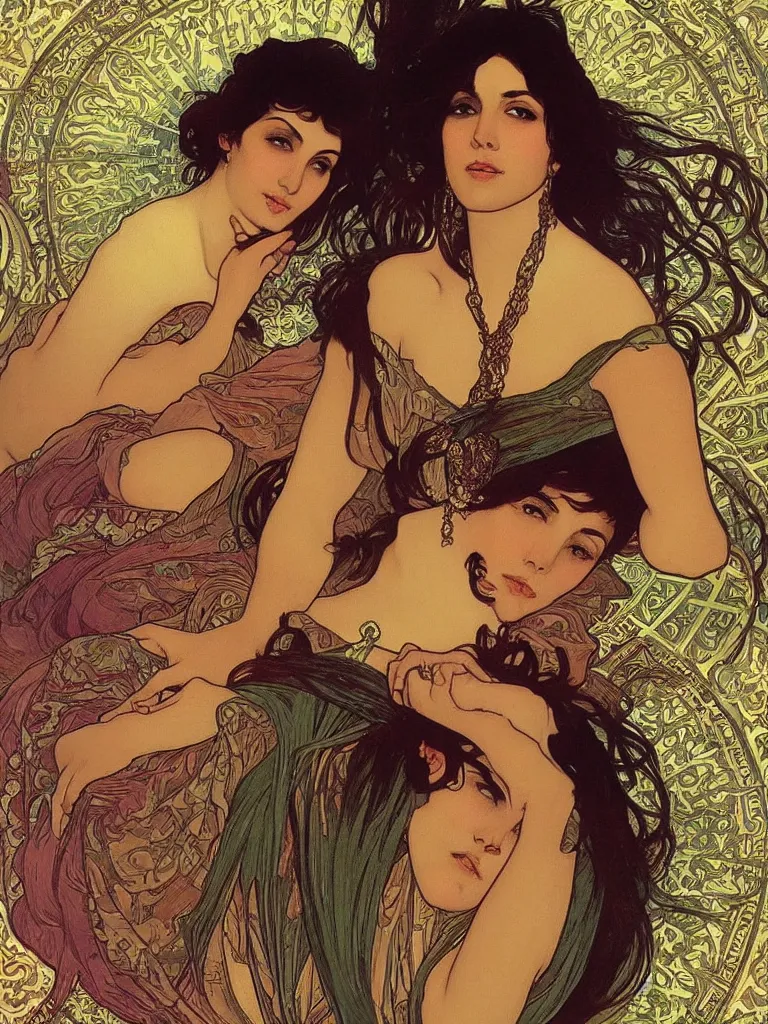 Image similar to “ portrait of monica belucci from the movie malena, artwork by alphonse mucha ”