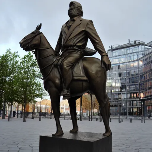 Prompt: a bronze statue of leif gw persson in sergel's square