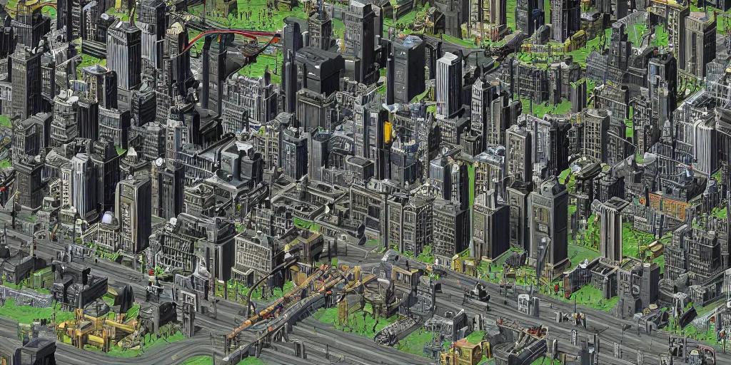 Prompt: Gotham City in Sim City style, highly detailed