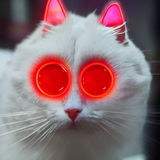 Image similar to a cybertronic cat made entirely of jello, glowing eyes