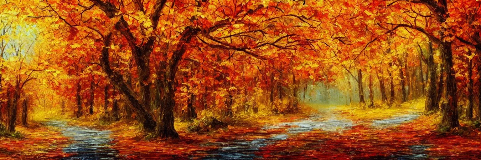 Image similar to beautiful painting of autumn scenery, wallpaper, 4k, detailed