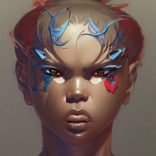 Image similar to prompt : blade character portrait soft light painted by james jean and katsuhiro otomo and erik jones, inspired by evangeleon anime, smooth face feature, intricate oil painting, high detail illustration, sharp high detail, manga and anime 1 9 9 9