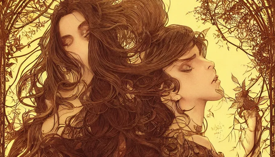 Image similar to golden leaves at frame border, magical lighting, creative!!! composition for a book cover!!!, absurdly beautiful, ultrafine hyperrealistic detailed old!! witch face by wlop and artgerm and alphonse mucha, intricate linework, sharp focus, smooth, octopath traveler, final fantasy, unreal engine, dramatic lighting, ethereal, 8 k