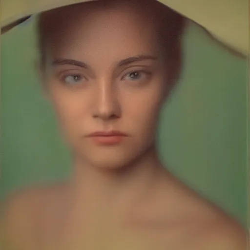 Image similar to portrait of a very beautiful!!!! woman! symmetric face, petzval lens. featured on flickr, art photography, photo taken with provia, photo taken with ektachrome. autochrome. sharp eyes