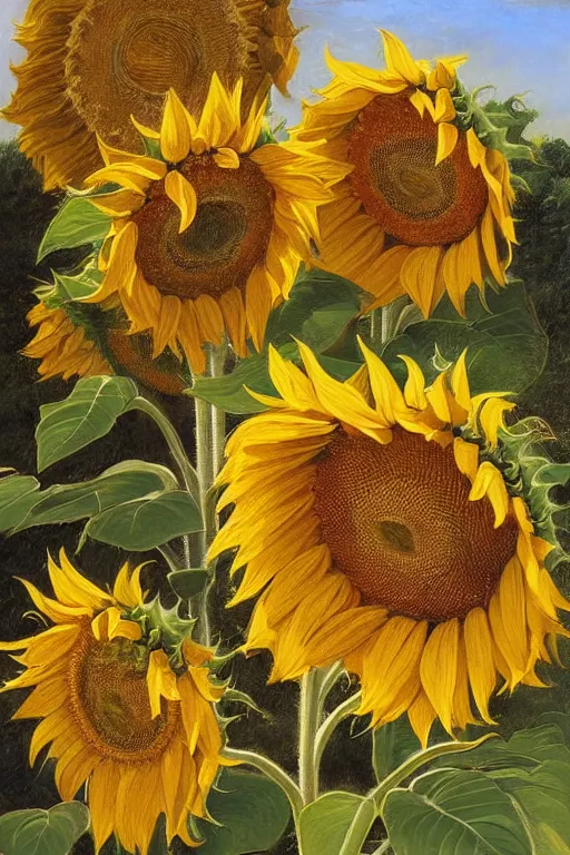 Image similar to lots of sunflowers in a garden, golden hour, artstation, by J. C. Leyendecker and Peter Paul Rubens