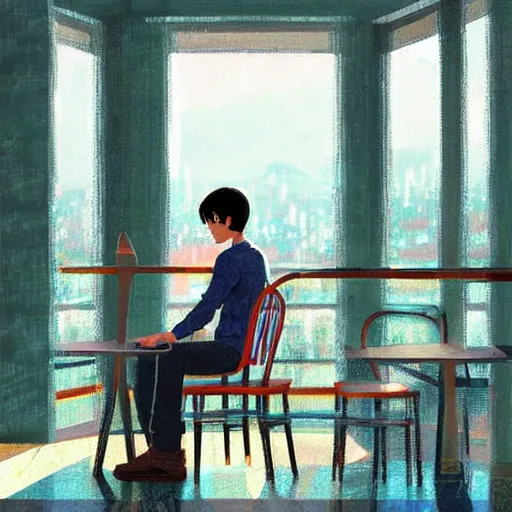 anime boy sitting on chair