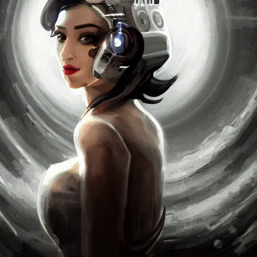 Image similar to portrait of GLaDOS , amazing splashscreen artwork, splash art, GLaDOS head slightly tilted, natural light, elegant, intricate, fantasy, atmospheric lighting, cinematic, matte painting, GLaDOS