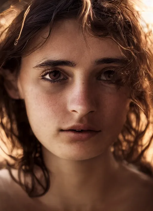 Prompt: portrait of a beautiful 20-year-old Italian woman by David Bailey, close up, detailed, award winning, Sony a7R