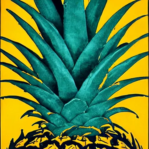 Image similar to pineapple, by andy warhol, painting