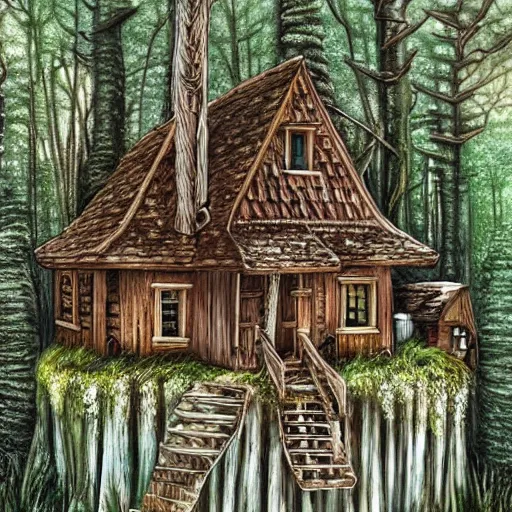 Prompt: Very very very very detailed, very very very very realistic artistic art of very very very detailed house in the forest , by very very very very talented artist in very very very very aesthetic photorealism style