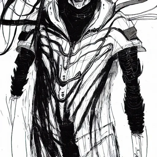 Image similar to Shinzo Abe looking sinister, by Tsutomu Nihei, highly detailed