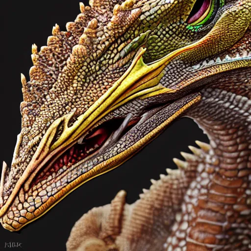 Prompt: dragon lizards close up, higly detailed, 8 k, photorealistic, art concept, artstation, sharp focus