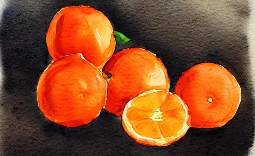 Image similar to watercolor painting of oranges