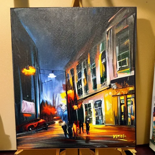 Prompt: Painting of Mad Street Den