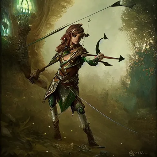 elven Archer wearing an armor made of leaves, epic | Stable Diffusion ...