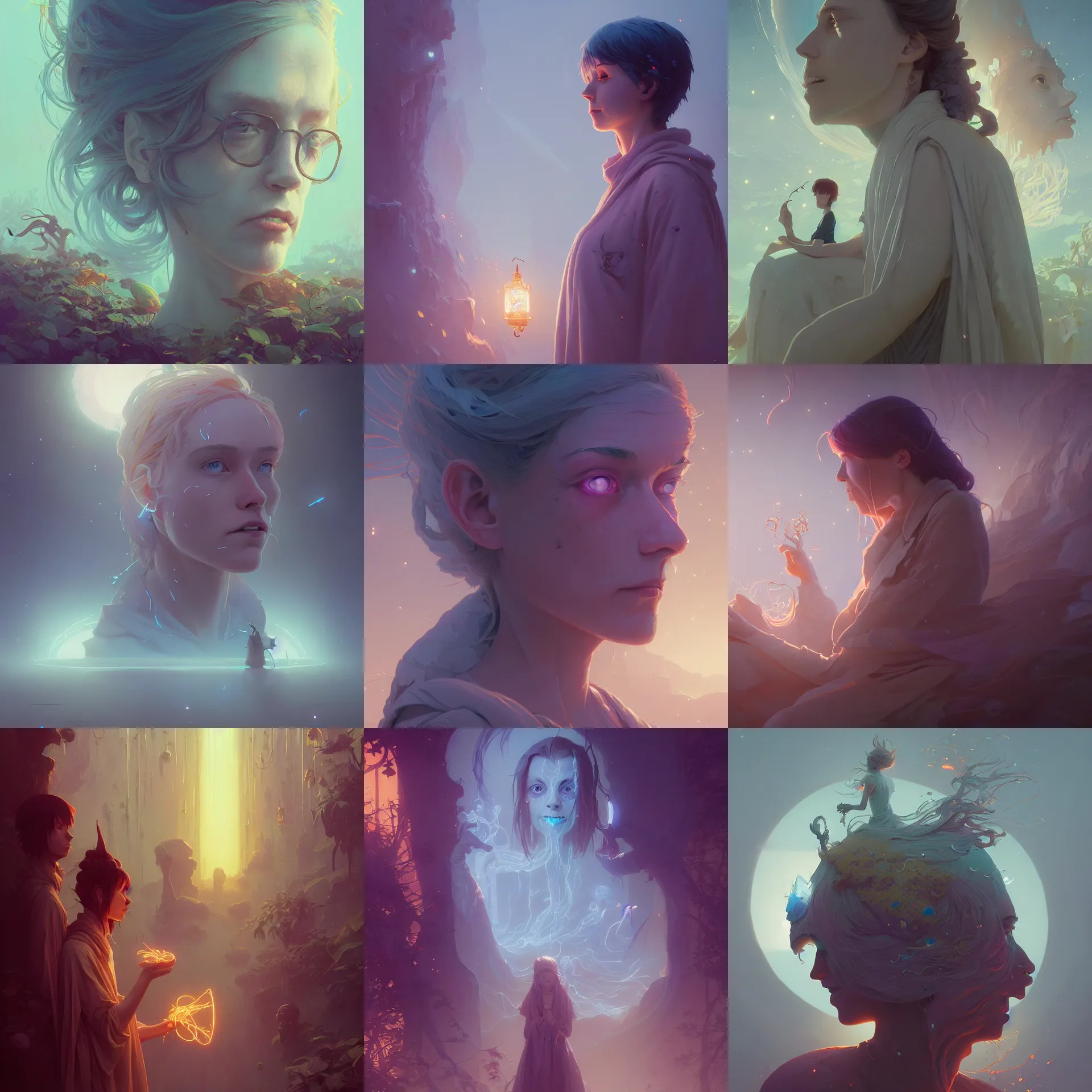 Prompt: highly detailed vfx portrait of a impermanent ghosts ， stephen bliss, unreal engine, greg rutkowski, loish, rhads, beeple, makoto shinkai and lois van baarle, ilya kuvshinov, rossdraws, tom bagshaw, alphonse mucha, global illumination, detailed and intricate environment