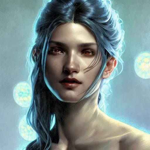 Prompt: an comic book style portrait painting of a ghost, tall, silver skin, illustration, cinematic lighting, 8 k, d & d, frostbite 3 engine, cryengine, dof, artstation, intricate, digital art, crepuscular ray, art by tsuyoshi nagano, greg rutkowski, artgerm, alphonse mucha