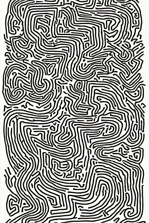 Image similar to junji ito x keith haring collaboration art, digital illustration