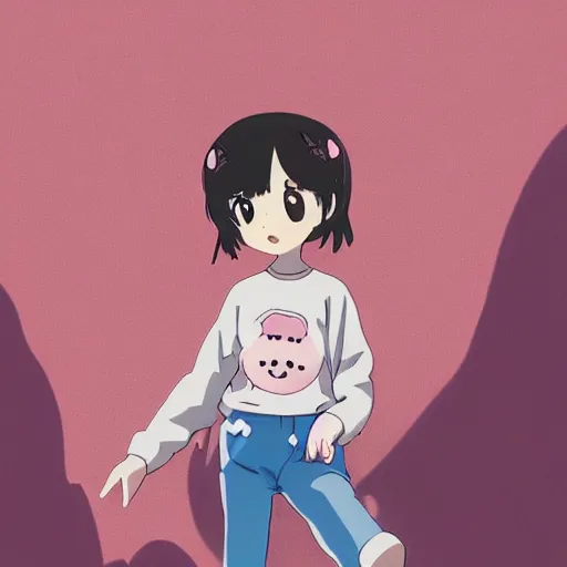 Prompt: adorable anime girl wearing cute piggy pajamas, young, clear clean face, Ilya kushinov, by Makoto Shinkai, Studio Ghibli, Miyazaki, Kyoto Animation, digital 2D, painterly style, gouache illustration, high contrast, cute, kawaii, chibi, golden ratio, rule of thirds