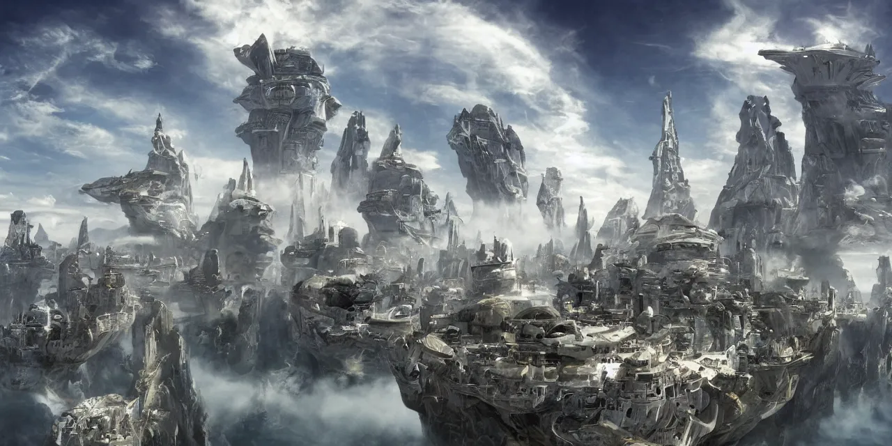 Image similar to the cloud city was a sight to behold for the weary travelers, sci fi fantasy, pirates meet cowboys