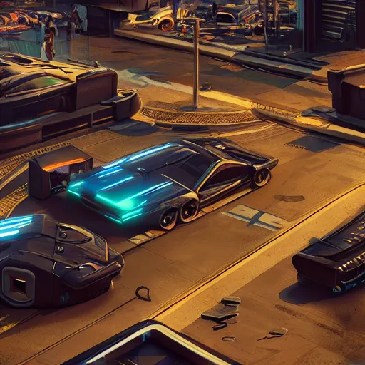 Prompt: futuristic carmeet in night city from cyberpunk 2 0 7 7, realistic