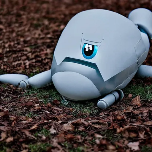 Image similar to deflated robot, non-functional, laying down, flattened, needs air, no fuel