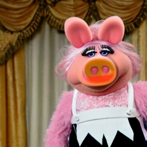 Image similar to donald trump as miss piggy