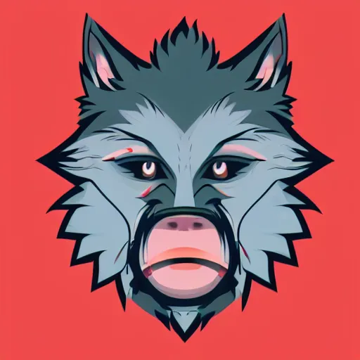 Prompt: wolfman with red liquid on his mouth, digital art, pastel, colorful, sticker, vector art