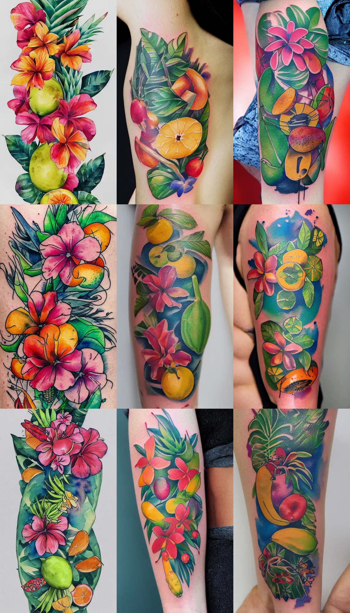 tropical flower tattoo flash