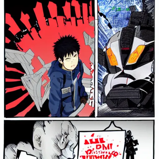 Prompt: akira and blame! crossover