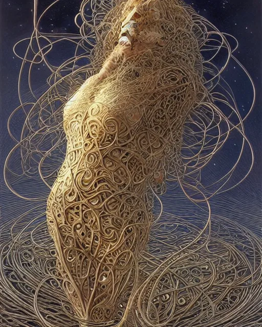 Image similar to conjuring!!! an image!!! from noise!!!, by michael parkes, peter gric, and larry elmore, intricate, chaotic, hopefull, volumetric lighting