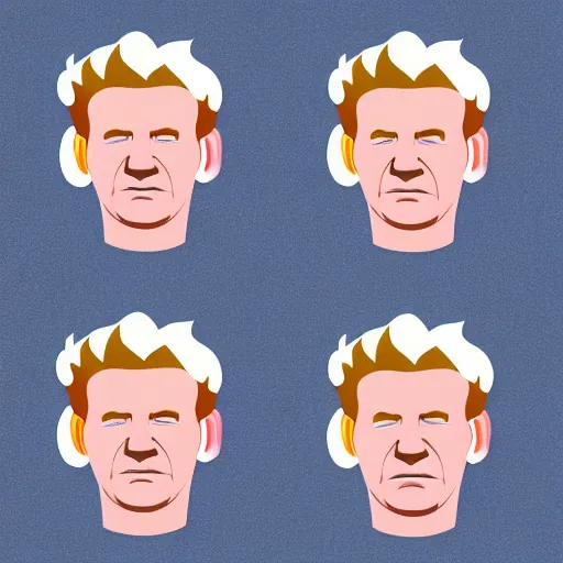 Prompt: a portrait of gordon ramsay stylized by geometric shapes, rounded corners, candy colors