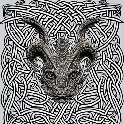 Image similar to Dragon's Head, highly detailed, celtic art style