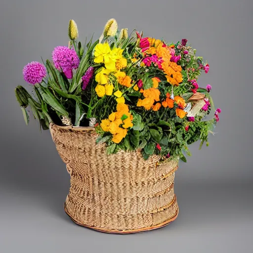 Image similar to a basket woven from flowers